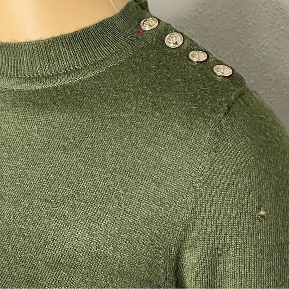 Zara Striped Lightweight Long Sleeve Sweater Green and White Size Small - Picture 4 of 13